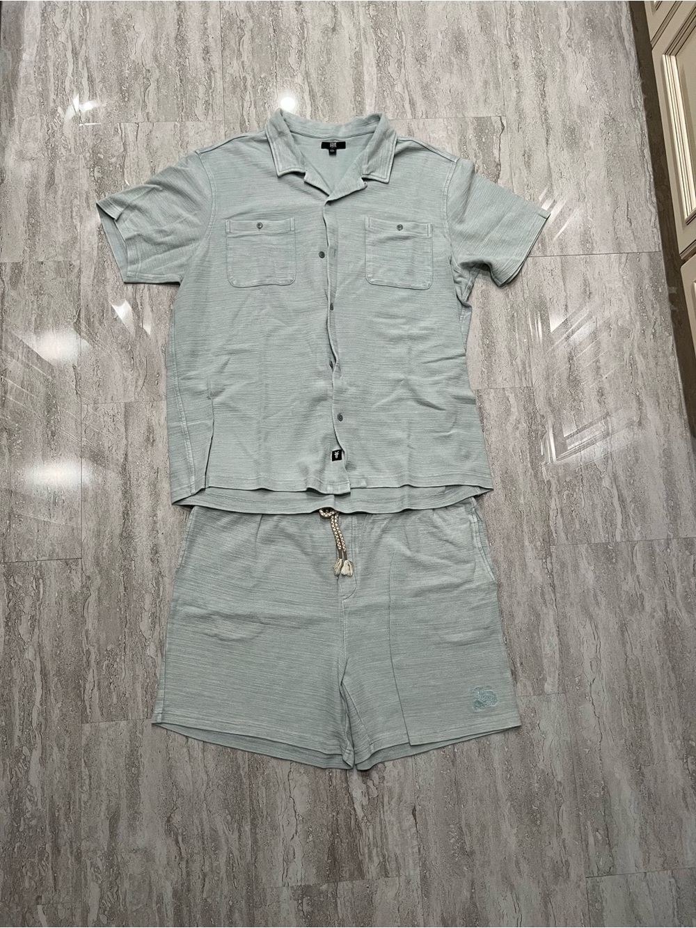 Frye Light Sage Two-Piece Shirt & Short Set